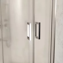 HD Nova 90x90 íves két tolóajtós matt zuhanykabin 6 mm vastag vízlepergető biztonsági üveggel, krómozott elemekkel, 190 cm magas