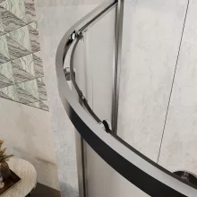 HD Nova 90x90 íves két tolóajtós matt zuhanykabin 6 mm vastag vízlepergető biztonsági üveggel, krómozott elemekkel, 190 cm magas