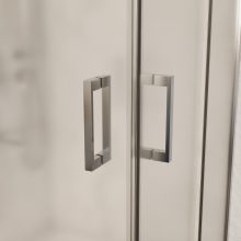 HD Nova 100x100 szögletes két tolóajtós matt zuhanykabin fehér slim zuhanytálcával és króm szifonnal, krómozott elemekkel, 190 cm magas