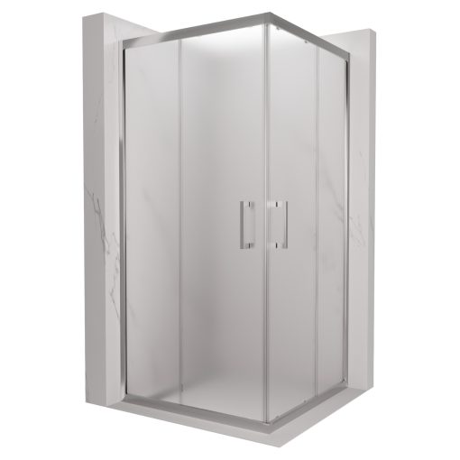HD Nova 100x100 szögletes két tolóajtós matt zuhanykabin 6 mm vastag vízlepergető biztonsági üveggel, krómozott elemekkel, 190 cm magas