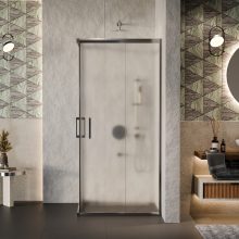 HD Nova 100x100 szögletes két tolóajtós matt zuhanykabin 6 mm vastag vízlepergető biztonsági üveggel, krómozott elemekkel, 190 cm magas