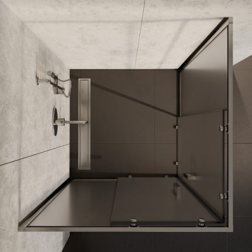 HD Nova 100x100 szögletes két tolóajtós matt zuhanykabin 6 mm vastag vízlepergető biztonsági üveggel, krómozott elemekkel, 190 cm magas