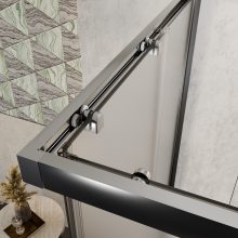 HD Nova 100x100 szögletes két tolóajtós matt zuhanykabin 6 mm vastag vízlepergető biztonsági üveggel, krómozott elemekkel, 190 cm magas