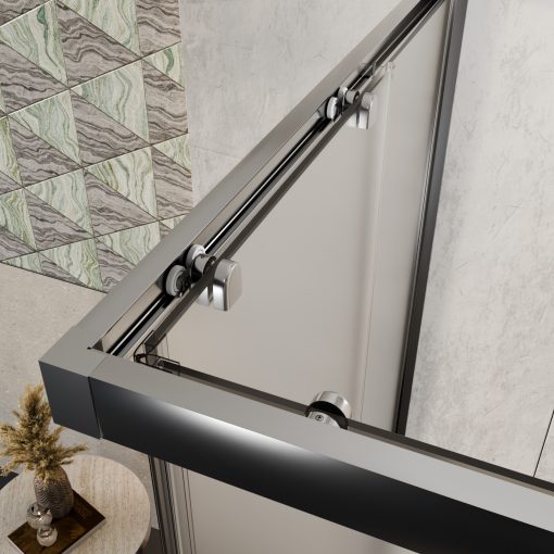 HD Nova 100x100 szögletes két tolóajtós matt zuhanykabin 6 mm vastag vízlepergető biztonsági üveggel, krómozott elemekkel, 190 cm magas