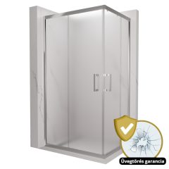   HD Nova aszimmetrikus szögletes két tolóajtós matt zuhanykabin 6 mm vastag vízlepergető biztonsági üveggel, krómozott elemekkel, 190 cm magas