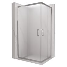 HD Nova aszimmetrikus szögletes két tolóajtós matt zuhanykabin 6 mm vastag vízlepergető biztonsági üveggel, krómozott elemekkel, 190 cm magas