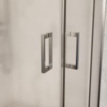 HD Nova aszimmetrikus szögletes két tolóajtós matt zuhanykabin 6 mm vastag vízlepergető biztonsági üveggel, krómozott elemekkel, 190 cm magas