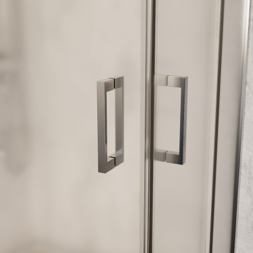 HD Nova aszimmetrikus szögletes két tolóajtós matt zuhanykabin 6 mm vastag vízlepergető biztonsági üveggel, krómozott elemekkel, 190 cm magas