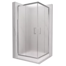 HD Nova 80x80 szögletes két tolóajtós matt zuhanykabin fehér magas zuhanytálcával és króm szifonnal, krómozott elemekkel, 190 cm magas