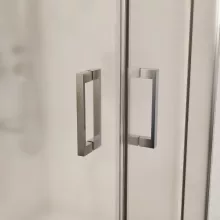 HD Nova 80x80 szögletes két tolóajtós matt zuhanykabin fehér magas zuhanytálcával és króm szifonnal, krómozott elemekkel, 190 cm magas