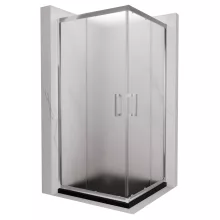 HD Nova 80x80 szögletes két tolóajtós matt zuhanykabin fekete slim zuhanytálcával és króm szifonnal, krómozott elemekkel, 190 cm magas