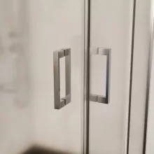 HD Nova 80x80 szögletes két tolóajtós matt zuhanykabin fekete slim zuhanytálcával és króm szifonnal, krómozott elemekkel, 190 cm magas