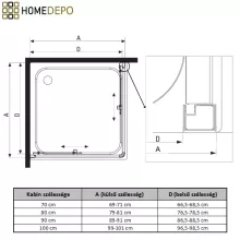 HD Nova 80x80 szögletes két tolóajtós matt zuhanykabin fekete slim zuhanytálcával és króm szifonnal, krómozott elemekkel, 190 cm magas