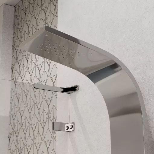 HD Orion Glossy Chrome 20x155 szögletes hidromasszázs zuhanypanel, rozsdamentes acél