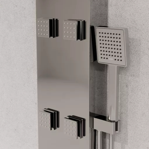 HD Orion Glossy Chrome 20x155 szögletes hidromasszázs zuhanypanel, rozsdamentes acél