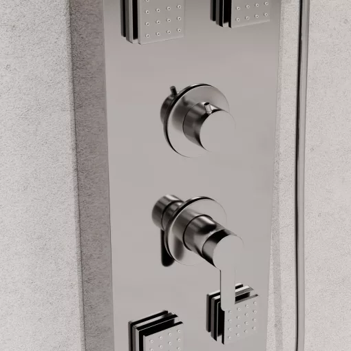 HD Orion Glossy Chrome 20x155 szögletes hidromasszázs zuhanypanel, rozsdamentes acél