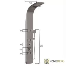 HD Orion Glossy Chrome 20x155 szögletes hidromasszázs zuhanypanel, rozsdamentes acél