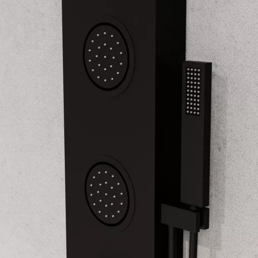 HD Orion Black 20x155 kerek fekete hidromasszázs zuhanypanel, rozsdamentes acél
