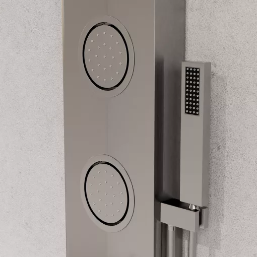 HD Orion Brushed Chrome 20x155 kerek hidromasszázs zuhanypanel, rozsdamentes acél