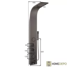 HD Orion Gun Grey 20x155 kerek szürke hidromasszázs zuhanypanel, rozsdamentes acél