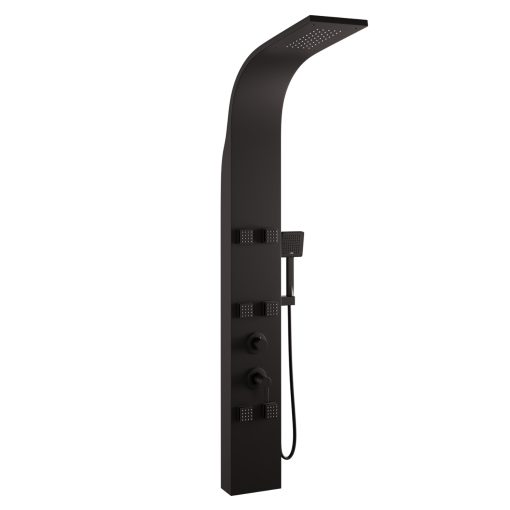 HD Orion Black 20x155 szögletes fekete hidromasszázs zuhanypanel, rozsdamentes acél