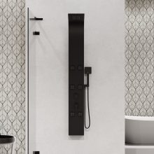 HD Orion Black 20x155 szögletes fekete hidromasszázs zuhanypanel, rozsdamentes acél