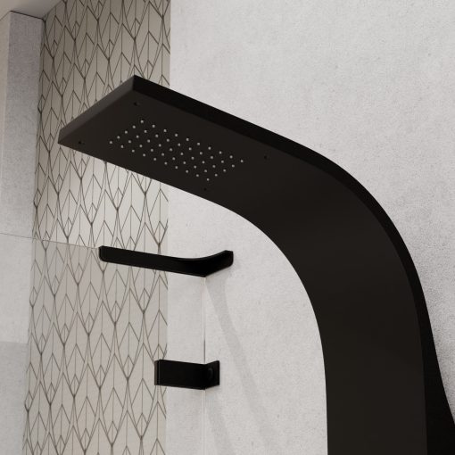 HD Orion Black 20x155 szögletes fekete hidromasszázs zuhanypanel, rozsdamentes acél