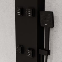 HD Orion Black 20x155 szögletes fekete hidromasszázs zuhanypanel, rozsdamentes acél