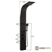 HD Orion Black 20x155 szögletes fekete hidromasszázs zuhanypanel, rozsdamentes acél