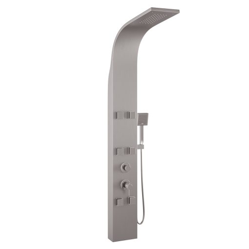 HD Orion Brushed Chrome 20x155 szögletes hidromasszázs zuhanypanel, rozsdamentes acél