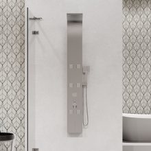 HD Orion Brushed Chrome 20x155 szögletes hidromasszázs zuhanypanel, rozsdamentes acél