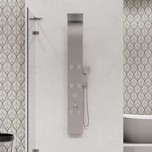 HD Orion Brushed Chrome 20x155 szögletes hidromasszázs zuhanypanel, rozsdamentes acél