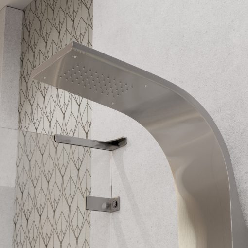 HD Orion Brushed Chrome 20x155 szögletes hidromasszázs zuhanypanel, rozsdamentes acél