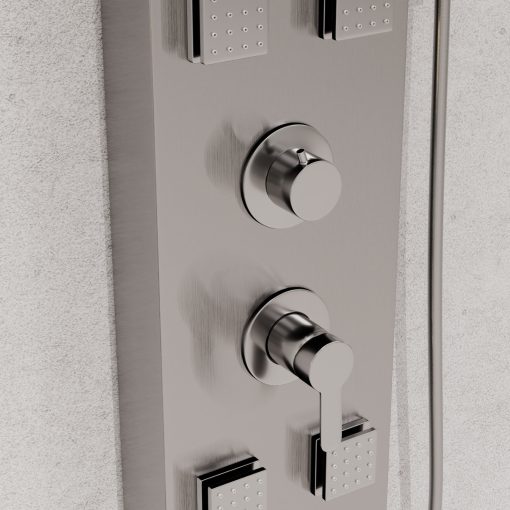 HD Orion Brushed Chrome 20x155 szögletes hidromasszázs zuhanypanel, rozsdamentes acél