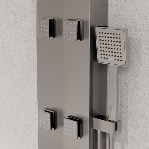 HD Orion Brushed Chrome 20x155 szögletes hidromasszázs zuhanypanel, rozsdamentes acél