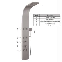 HD Orion Brushed Chrome 20x155 szögletes hidromasszázs zuhanypanel, rozsdamentes acél