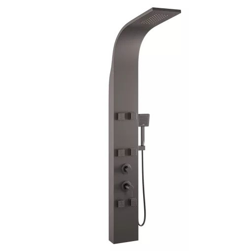 HD Orion Gun Grey 20x155 szögletes szürke hidromasszázs zuhanypanel, rozsdamentes acél
