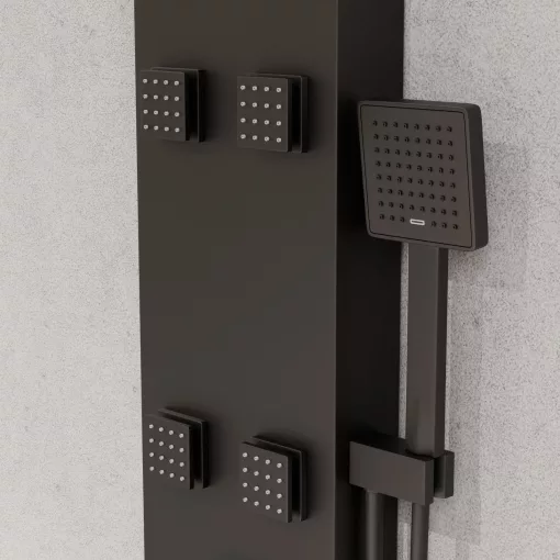 HD Orion Gun Grey 20x155 szögletes szürke hidromasszázs zuhanypanel, rozsdamentes acél