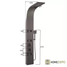 HD Orion Gun Grey 20x155 szögletes szürke hidromasszázs zuhanypanel, rozsdamentes acél