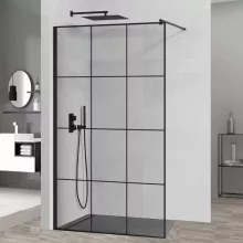 HD Oslo Black Walk-In zuhanyfal, 110x200 cm, 8 mm vastag vízlepergető biztonsági üveggel, 200 cm magas, fekete profillal és távtartóval