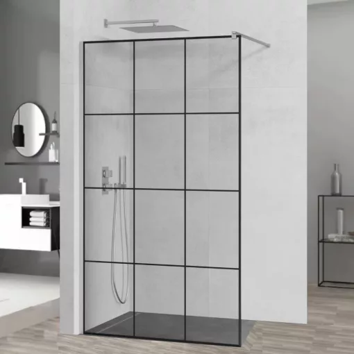 HD Oslo Walk-In zuhanyfal, 120x200 cm, 8 mm vastag vízlepergető biztonsági üveggel, 200 cm magas, króm profillal és távtartóval