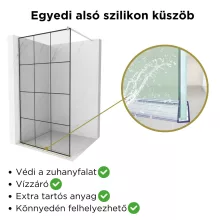 HD Oslo Walk-In zuhanyfal, 120x200 cm, 8 mm vastag vízlepergető biztonsági üveggel, 200 cm magas, króm profillal és távtartóval