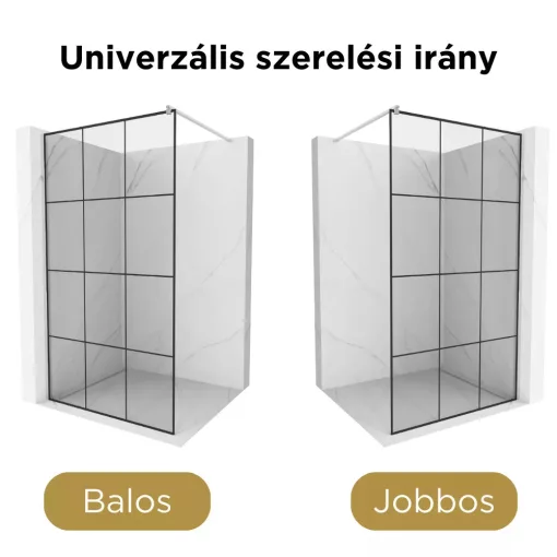 HD Oslo Walk-In zuhanyfal, 120x200 cm, 8 mm vastag vízlepergető biztonsági üveggel, 200 cm magas, króm profillal és távtartóval