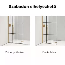 HD Oslo Gold Walk-In zuhanyfal, 120x200 cm, 8 mm vastag vízlepergető biztonsági üveggel, 200 cm magas, arany profillal és távtartóval