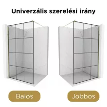 HD Oslo Gold Walk-In zuhanyfal, 120x200 cm, 8 mm vastag vízlepergető biztonsági üveggel, 200 cm magas, arany profillal és távtartóval