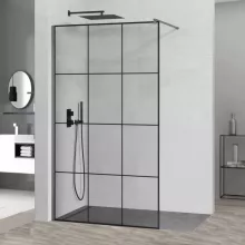HD Oslo Gun Grey Walk-In zuhanyfal, 110x200 cm, 8 mm vastag vízlepergető biztonsági üveggel, 200 cm magas, szürke profillal és távtartóval