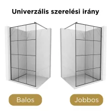 HD Oslo Gun Grey Walk-In zuhanyfal, 110x200 cm, 8 mm vastag vízlepergető biztonsági üveggel, 200 cm magas, szürke profillal és távtartóval