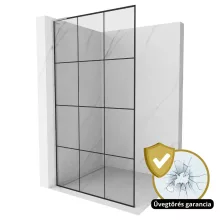 HD Oslo "L" Walk-In zuhanyfal, 100x200 cm, 8 mm vastag vízlepergető biztonsági üveggel, 200 cm magas, króm profillal és "L" stabilizátorral