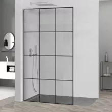 HD Oslo "L" Walk-In zuhanyfal, 100x200 cm, 8 mm vastag vízlepergető biztonsági üveggel, 200 cm magas, króm profillal és "L" stabilizátorral