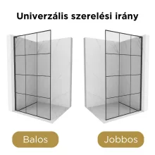 HD Oslo "L" Black Walk-In zuhanyfal, 100x200 cm, 8 mm vastag vízlepergető biztonsági üveggel, 200 cm magas, fekete profillal és "L" stabilizátorral